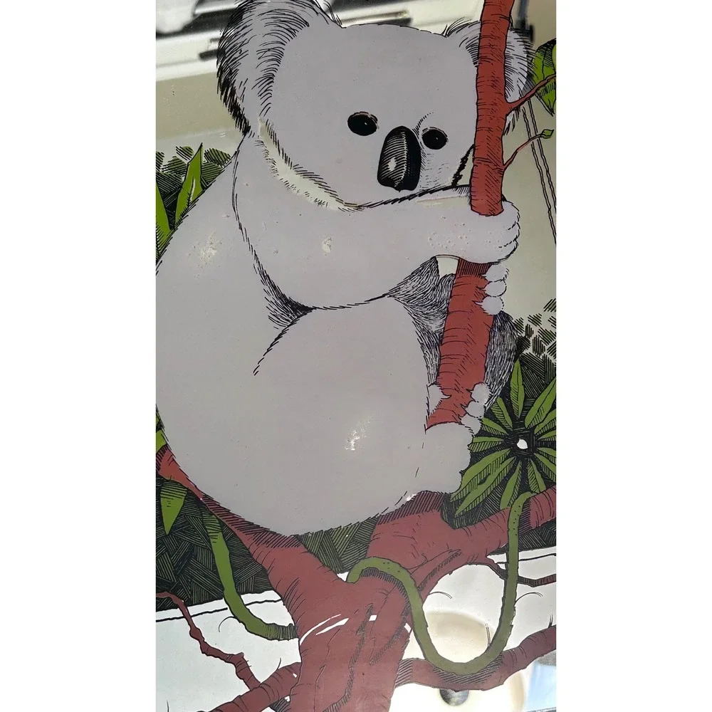 Vintage Koala Bear Printed Mirror‎ 1980s Silver Frame 16x20 Turner Wall Art